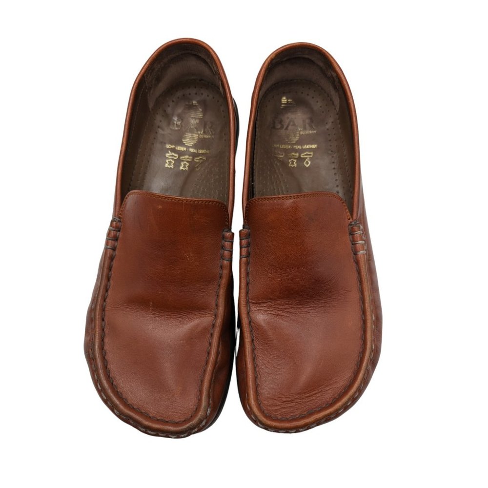 BAR Germany Men's Real Leather Slip On Loafer Brown Casual Shoes Size 9
